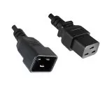 Cold device cable C19 to C20, 1,5mm², 16A, extension, VDE, black, length 1,00m